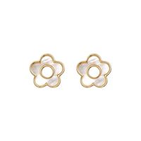 Fashion Cute Flower White Shell Stainless Steel Ear Stud main image 4