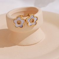 Fashion Cute Flower White Shell Stainless Steel Ear Stud main image 3