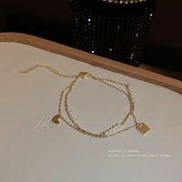Fashion Double Layer Twin Pearl Titanium Steel Bracelet Retro Hand Jewelry main image 5
