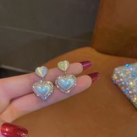 Fashion Inlay Rhinestone-encrusted Heart-shaped Pearl Alloy Earrings main image 4