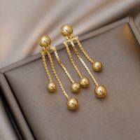 Fashion Long Tassel Solid Color Gold Copper Earrings Women's main image 1
