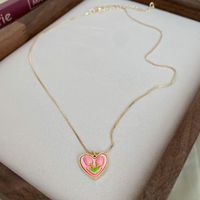 Fashion Flower Heart-shaped Pendant Pearl Titanium Steel Necklace sku image 1