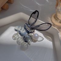 Fashion Lace Bow Small Clip Inlay Pearl Polka Dot Big Rabbit Ears Hairpin Headdress sku image 1