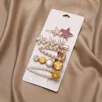 Fashion Barrettes Set Simple Inlay Rhinestone Pearl Hair Accessories sku image 4