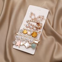 Fashion Barrettes Set Simple Inlay Rhinestone Pearl Hair Accessories sku image 22