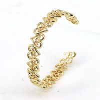 New Style Geometric Hollow Heart Copper Gold Plated Inlaid Zirconium Bracelet main image 5