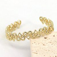 New Style Geometric Hollow Heart Copper Gold Plated Inlaid Zirconium Bracelet main image 3