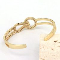 New Style Geometric Hollow Heart Copper Gold Plated Inlaid Zirconium Bracelet main image 2