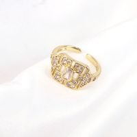 Simple Color Square Zircon Copper Plating 18k Gold Open Ring sku image 1