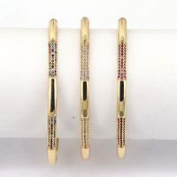 Simple Style Copper Gold Plated Micro Inlaid Colorful Zircon Open Bracelet main image 5