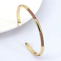 Simple Style Copper Gold Plated Micro Inlaid Colorful Zircon Open Bracelet main image 4
