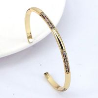 Simple Style Copper Gold Plated Micro Inlaid Colorful Zircon Open Bracelet sku image 2