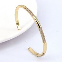 Simple Style Copper Gold Plated Micro Inlaid Colorful Zircon Open Bracelet sku image 1