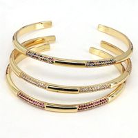 Simple Style Copper Gold Plated Micro Inlaid Colorful Zircon Open Bracelet main image 1
