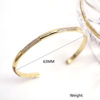 Simple Style Copper Gold Plated Micro Inlaid Colorful Zircon Open Bracelet main image 3