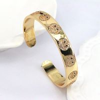 Retro Style Copper Gold Plated Micro Inlaid Zircon Smiley Eye Opening Bracelet sku image 2