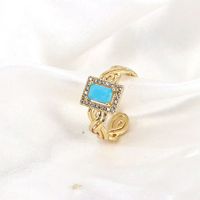 Simple Style Copper Plating 18k Color Square Zircon Open Ring main image 5