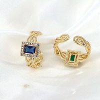 Simple Style Copper Plating 18k Color Square Zircon Open Ring sku image 3