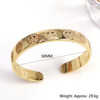 Retro Style Copper Gold Plated Micro Inlaid Zircon Smiley Eye Opening Bracelet main image 2