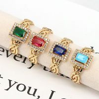 Simple Style Copper Plating 18k Color Square Zircon Open Ring main image 1