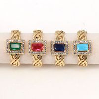 Simple Style Copper Plating 18k Color Square Zircon Open Ring main image 3