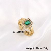 Simple Style Copper Plating 18k Color Square Zircon Open Ring main image 2