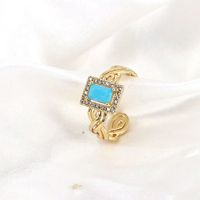 Simple Style Copper Plating 18k Color Square Zircon Open Ring sku image 4