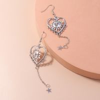 Mode Rétro Géométrique Soleil En Forme De Coeur Boucles D'oreilles Longues sku image 1