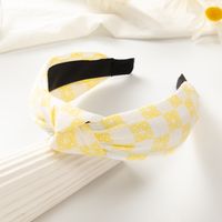 New Style Wide Edge Striped Plaid Color Floral Hair Accessories Headband sku image 3