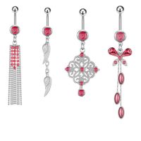 Faux Gem Inlaid Belly Ring Navel Stud 5 Pieces Set sku image 1