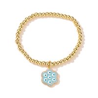 New Style Copper Plated 18k Gold Zirconia Oil Drop Blue Eye Flower Bracelet sku image 1