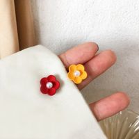 Cute Alloy Flower Earrings Daily Stoving Varnish Pearl Stud Earrings As Picture main image 1