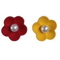 Cute Alloy Flower Earrings Daily Stoving Varnish Pearl Stud Earrings As Picture main image 5
