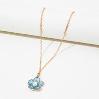 Mode Blau Tropfen Öl Perle Intarsien Kleine Fünf-blütenblatt Blume Halskette main image 2