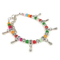 Vintage Glass Colorful Beads Ethnic Jewelry Alloy Bracelet sku image 4