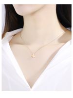 Rose Golden Butterfly Pendant Titanium Steel Genuine Diamond Inlaid Necklace main image 4