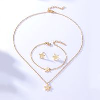 201 Stainless Steel 18K Gold Plated Fashion Plating Star Zircon Bracelets Earrings Necklace main image 2
