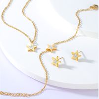 201 Stainless Steel 18K Gold Plated Fashion Plating Star Zircon Bracelets Earrings Necklace main image 4