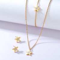 Acier Inoxydable 201 Plaqué Or 18K Mode Placage Star Zircon Bracelets Des Boucles D'Oreilles Collier sku image 1