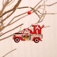 New Christmas Painted Wooden Small Pendant Christmas Decorations Christmas Tree Colorful Elderly Car Pattern Pendant sku image 11
