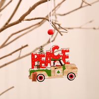New Christmas Painted Wooden Small Pendant Christmas Decorations Christmas Tree Colorful Elderly Car Pattern Pendant sku image 10
