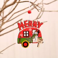 New Christmas Painted Wooden Small Pendant Christmas Decorations Christmas Tree Colorful Elderly Car Pattern Pendant sku image 12