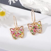 New Style Transparent Heart Butterfly Dried Flower Geometric Pendant Earrings sku image 2