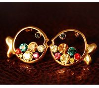 Fashion Cute Clownfish Animal Hollow Jeweled Small Fish Colorful Crystals Stud Earrings main image 1