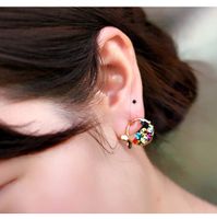 Mode Mignon Poisson Clown Animal Creux Bijoux Petit Poisson Coloré Cristaux Boucles D'oreilles main image 4