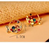 Fashion Cute Clownfish Animal Hollow Jeweled Small Fish Colorful Crystals Stud Earrings main image 2