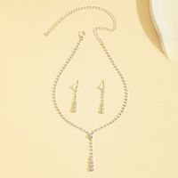 Fashion Simple Rhinestone Flashing Women's Ethnic Style Alloy Necklace Earring Suit sku image 1