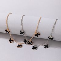 Korean  Exaggerated Oil Drop Flower Four-leaf Clover Pendant  Necklace sku image 1