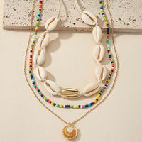 Ethnic Style Three-layer Twin Shell Pearl Bead Necklace Set main image 4