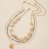 Ethnic Style Three-layer Twin Shell Pearl Bead Necklace Set main image 2